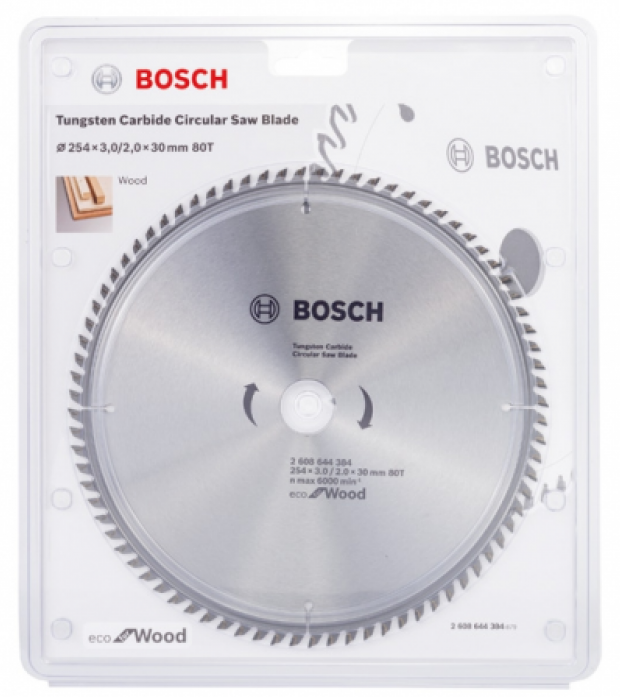 Пильный диск BOSCH Пильный диск Bosch ECO WO 254x30-80T по дереву 2608644384  2608644384