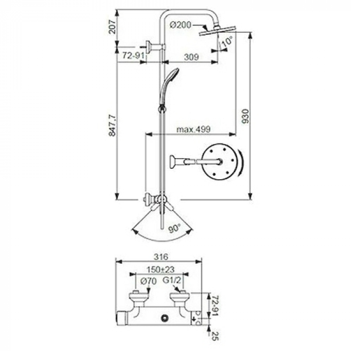   Ideal Standard IdealRain Eco B1098AA 