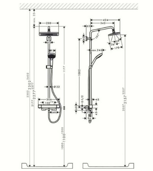   Hansgrohe Croma E Showerpipe 280 1jet 27630000