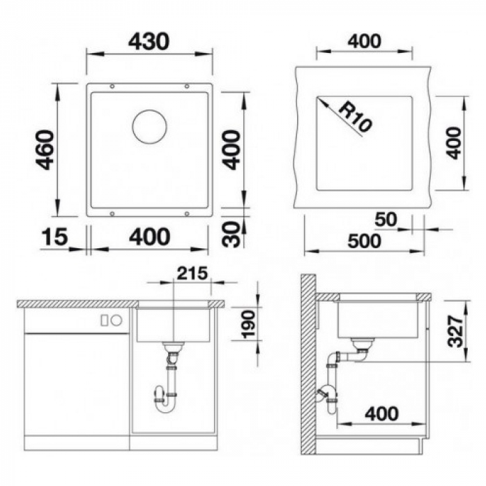   Blanco SUBLINE 400-U SILGRANIT 523426 