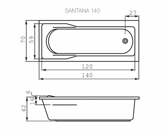  Cersanit Santana 140x70   WP-SANTANA*140-W