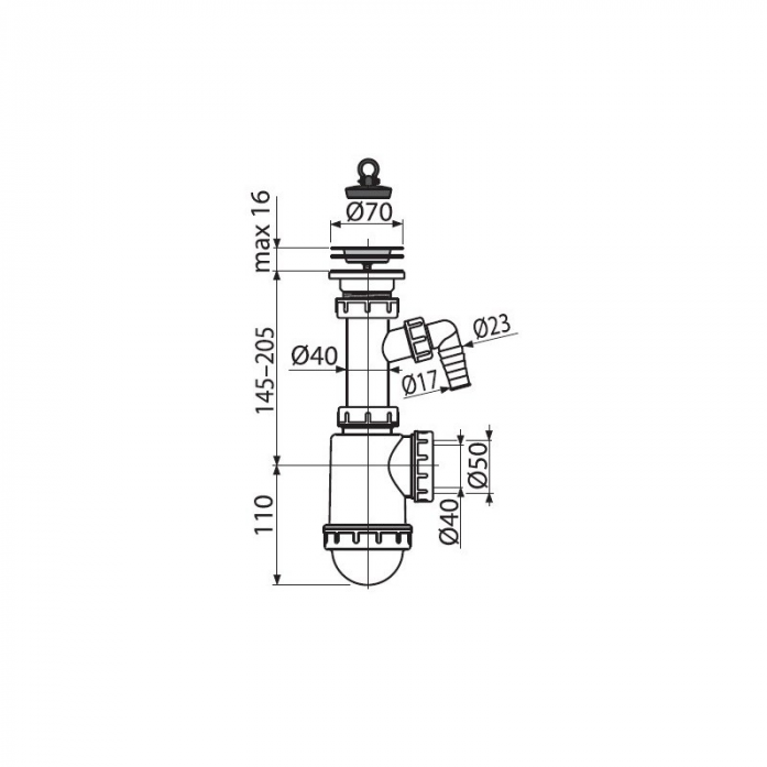 C   Alca Plast A441-DN50/40 c  pee DN70