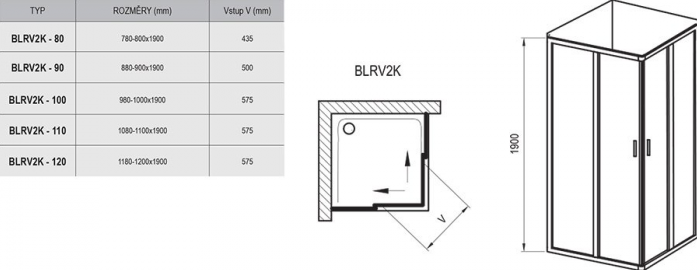   Ravak BLRV2K-110 +  1XVD0C00Z1