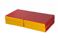 Мат гимнастический КМС Мат № 11 (100 х 100 х 10) складной 4 сложения "КМС" красно/жёлтый