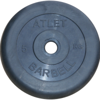 Диск обрезиненный MB Barbell Диск обрезиненный d 26 мм чёрный 5,0 кг Atlet