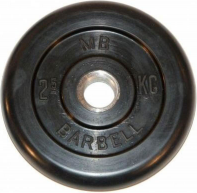Диск обрезиненный MB Barbell Диск обрезиненный d 26 мм чёрный 2,5 кг