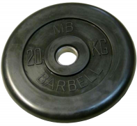 Диск обрезиненный MB Barbell Диск обрезиненный d 26 мм чёрный 20,0 кг