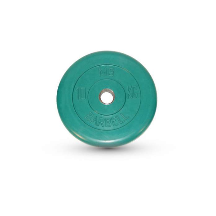 Диск обрезиненный MB Barbell Диск обрезиненный d 31 мм цветной 10,0 кг (зелёный)