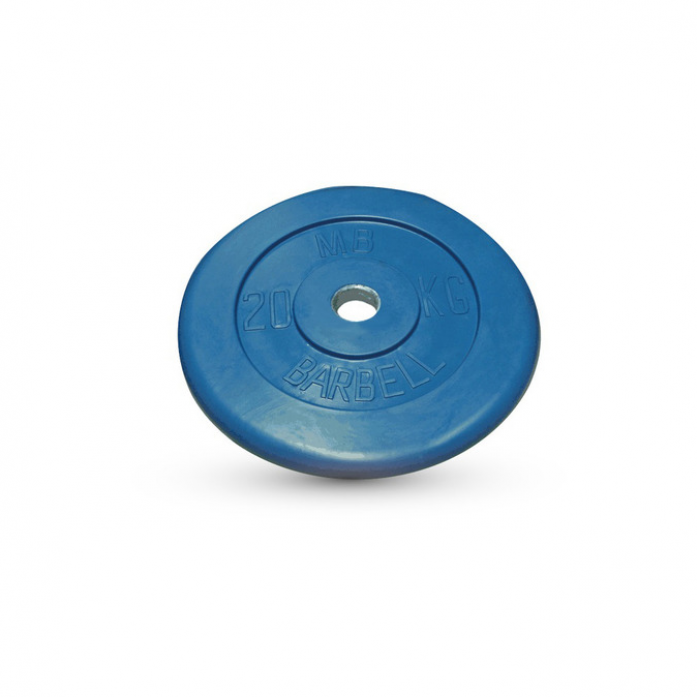Диск обрезиненный MB Barbell Диск обрезиненный d 31 мм цветной 20,0 кг (синий)