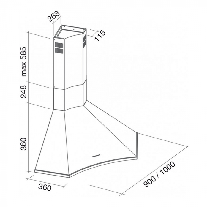   Falmec Design Elios Ang Steel 90  CEIA90.E0P1#CRII491F