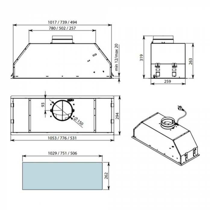   Falmec Gruppo Incasso Evo 70 P.E. (600/960 3/) CGIW70.E11P2#ZZZI461F