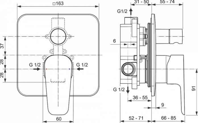   Ideal Standard Set Esla 61  BD002XC (BC224AA + A6947AA + B0387MY + B9445AA + B2619AA + B9448AA)