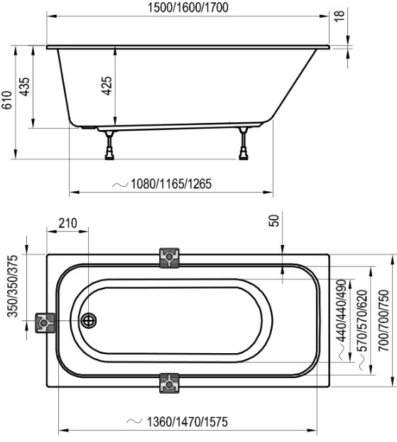  Ravak Chrome Slim 15070 C721300000