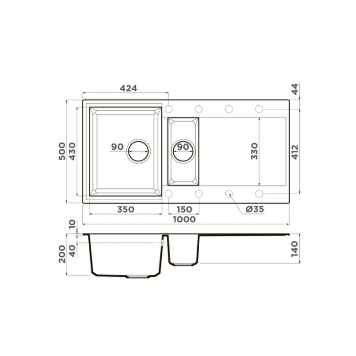   Omoikiri Sakaime 100-2-GR leningrad grey 4993562