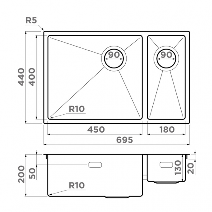   Omoikiri Taki 69-2-U/IF-IN-L Side   4997049