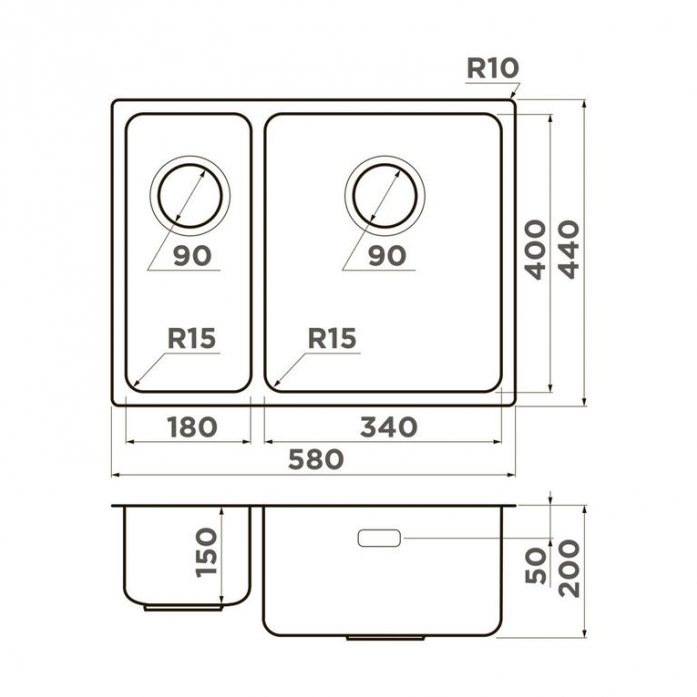  Omoikiri Tadzava 58-2-U/I-IN-R ULTRA 15   4997117