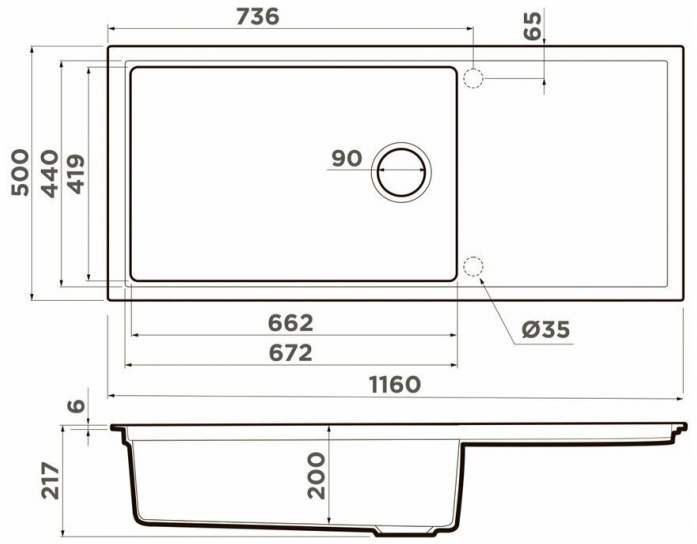  Omoikiri Sintesi 116-CN Artceramic/canyon 4997122