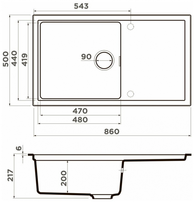  Omoikiri Sintesi 86-CN Artceramic/canyon 4997132