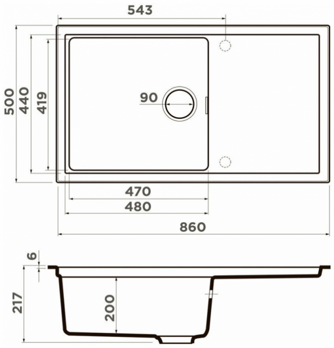  Omoikiri Sintesi 86-GB Artceramic/ 4997130