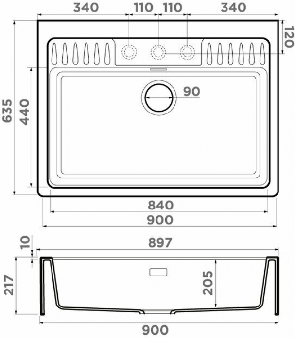  Omoikiri Kinokawa 90-GB Artceramic/ 4993855