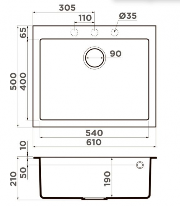  Omoikiri Bosen 61A-GR Leningrad grey 4993825