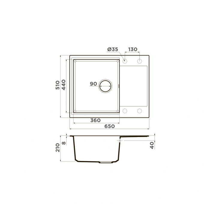  Omoikiri Daisen 65T-CH  4993515