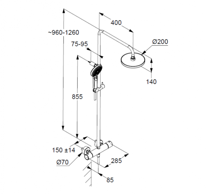     Kludi DIVE DUAL SHOWER SYSTEM 690790500 