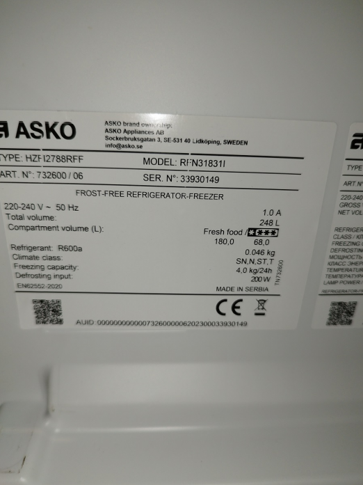   Asko RFN31831i (  )