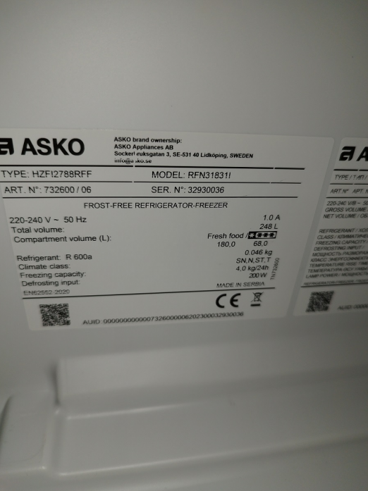   Asko RFN31831i (  )